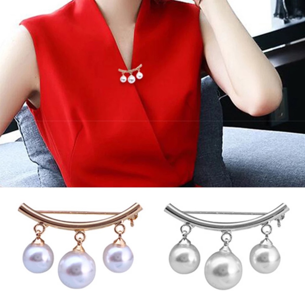 🎀 3/$25 Pearl Brooch Safety Pin - Gold and Silver